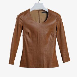 The Row Brown Leather Top